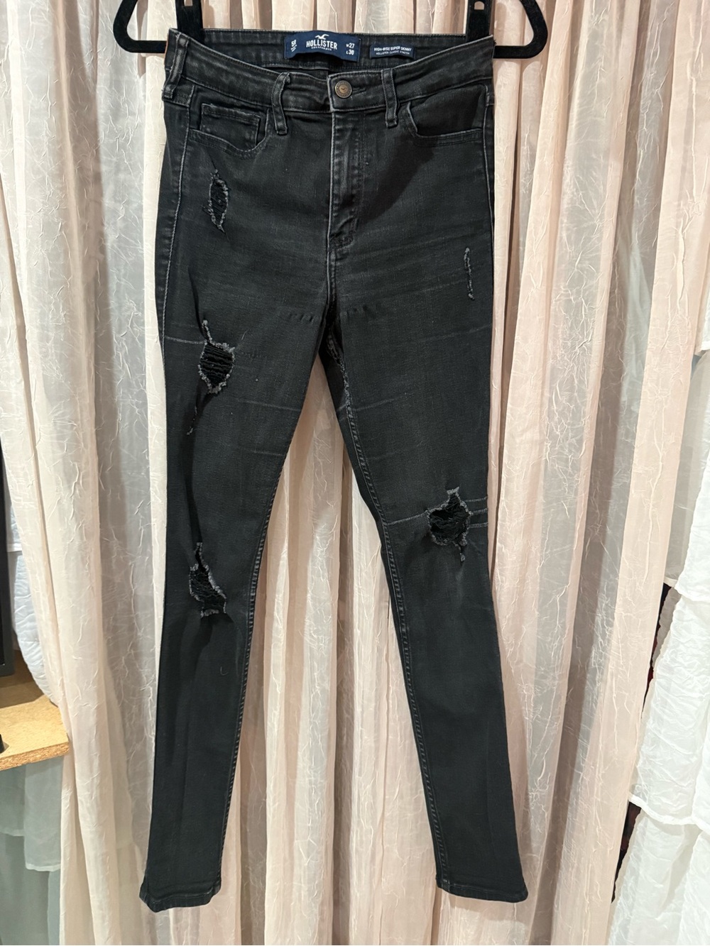 Hollister Womens Black Ripped Skinny Jeans